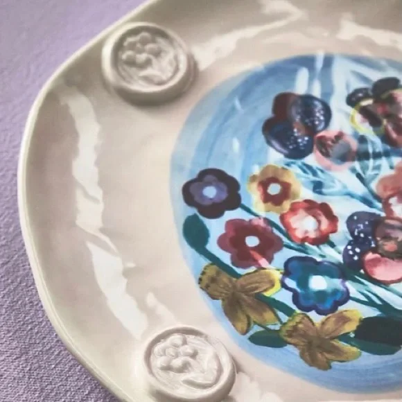 Anthropologie Francesca Kaye Handpainted Glazed Plate New In Box - Picture 2 of 10